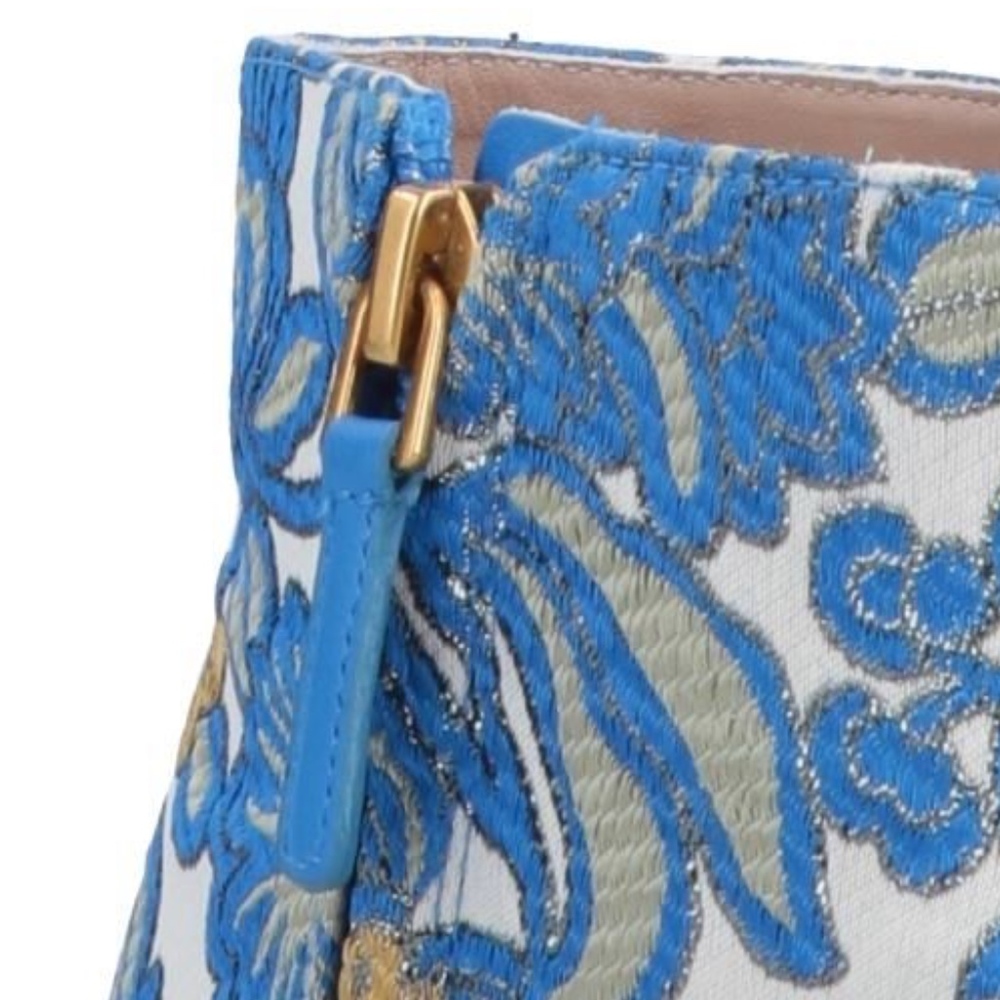 NEW! TORY BURCH Ankle Boot GO GO Blue Gold Brocade NIB - Picture 7 of 8